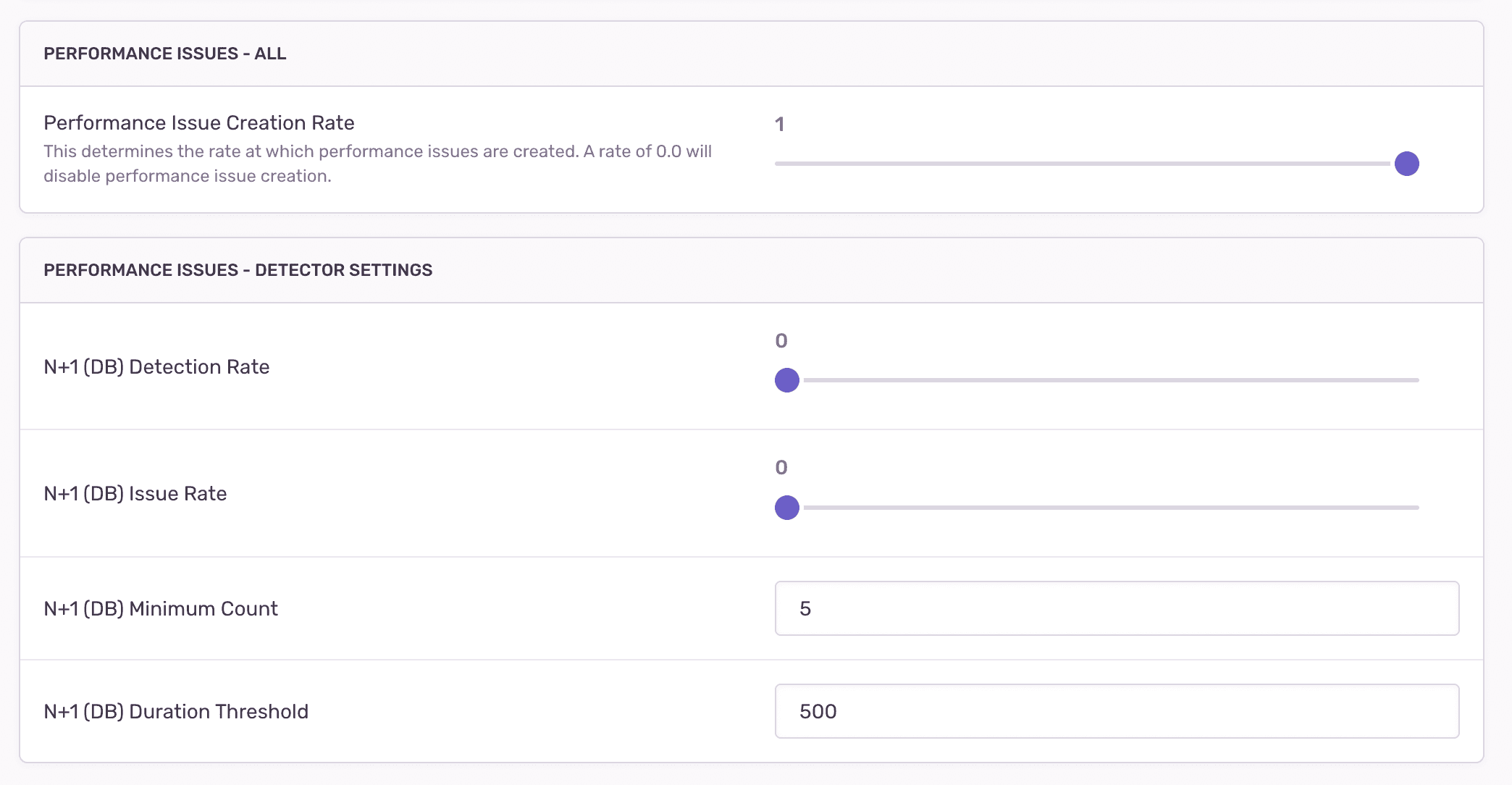 Project settings screenshot